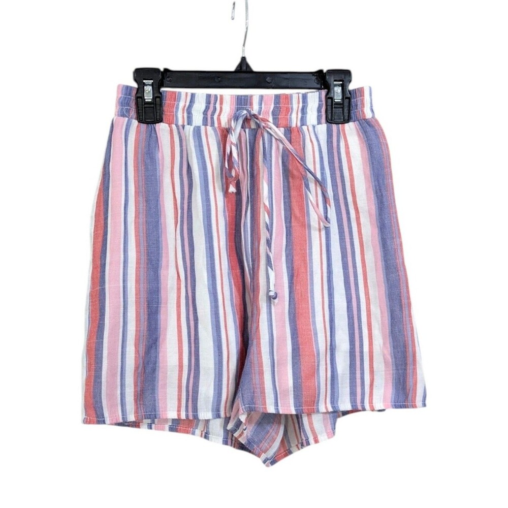 Miami High Rise Striped Pull On Stretch Waist Shorts - Size Small Womens